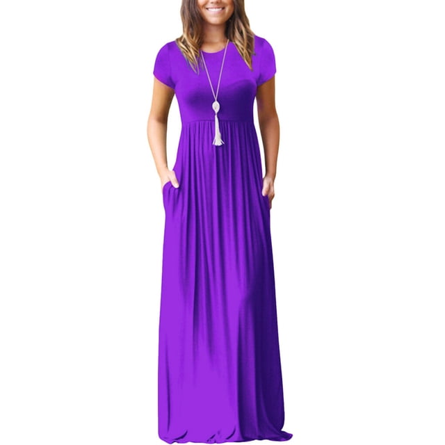 Sonducket Vestido largo sin mangas para mujer, informal, liso, suelto, de verano, con bolsillos Vestidos Violeta XXL