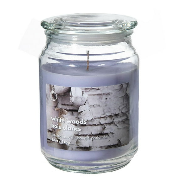 18 Oz Scented Jar With Glass Lid White Woods - Set of 2