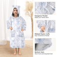 thumbnail image 4 of joogoo Wearable Blanket Hoodie for Bows Checkered Blue Flannel Sherpa Pocket 3-14 YR S, 4 of 7