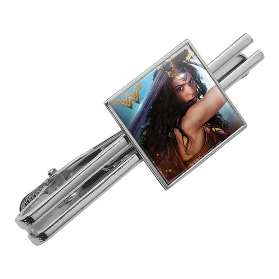 Wonder Woman Movie Battle Square Tie Bar Clip Clasp Tack- Silver or Gold