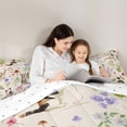 thumbnail image 5 of jejeloiu Watercolor Woodland Cat 7pcs Bedding Comforter Set For Kids,Floral Kitten Print Queen Bedding Sets For Girl,Reversible, 5 of 7
