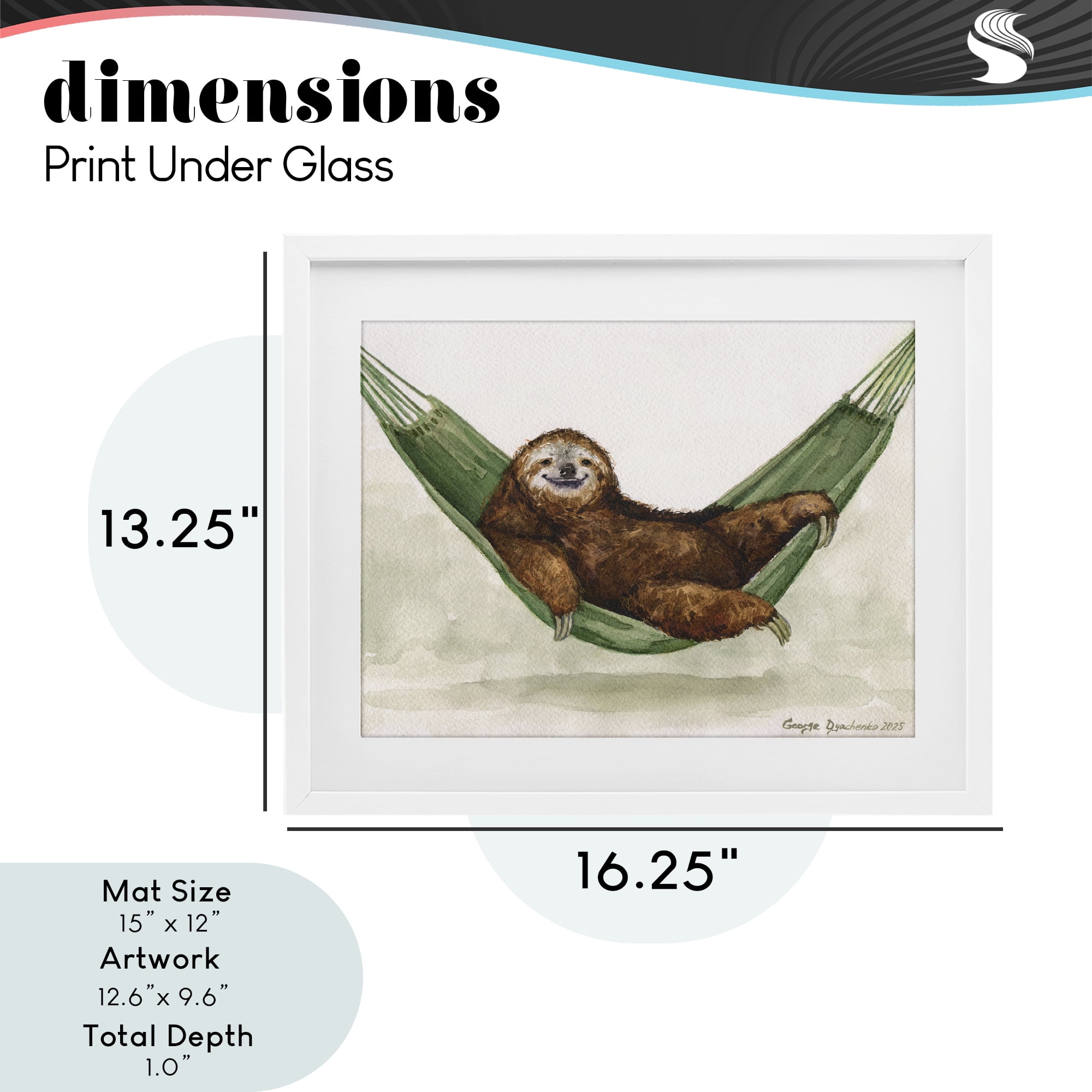 Stupell Industries Sloth On The Hammock White Framed Print Under Glass, design by George Dyachenko