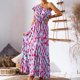 thumbnail image 2 of Moda mujer Boho verano un hombro sin mangas cintura elástica vestido playa Maxi hombro con fugas vestido Pompotops  ghjkhdj5506, 2 of 9