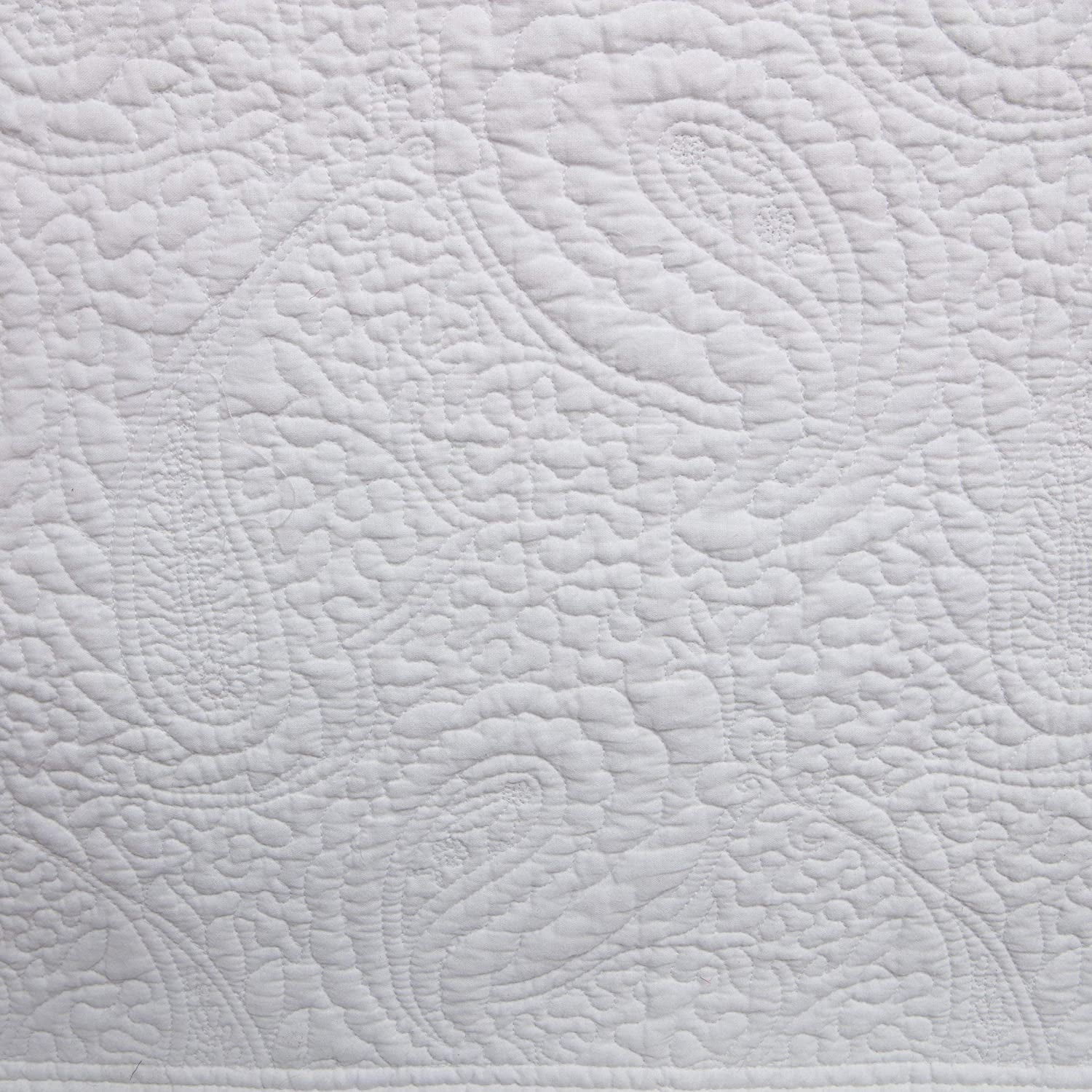 Global Trends Paige 100% Cotton Paisley-Quilted Bed Skirt 18-Inch Drop Length, Full, White