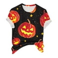 thumbnail image 6 of felwors Plus Size Halloween T Shirt Women Funny Graphic Print Fall Short Sleeve Tee Tops Red, M, 6 of 7