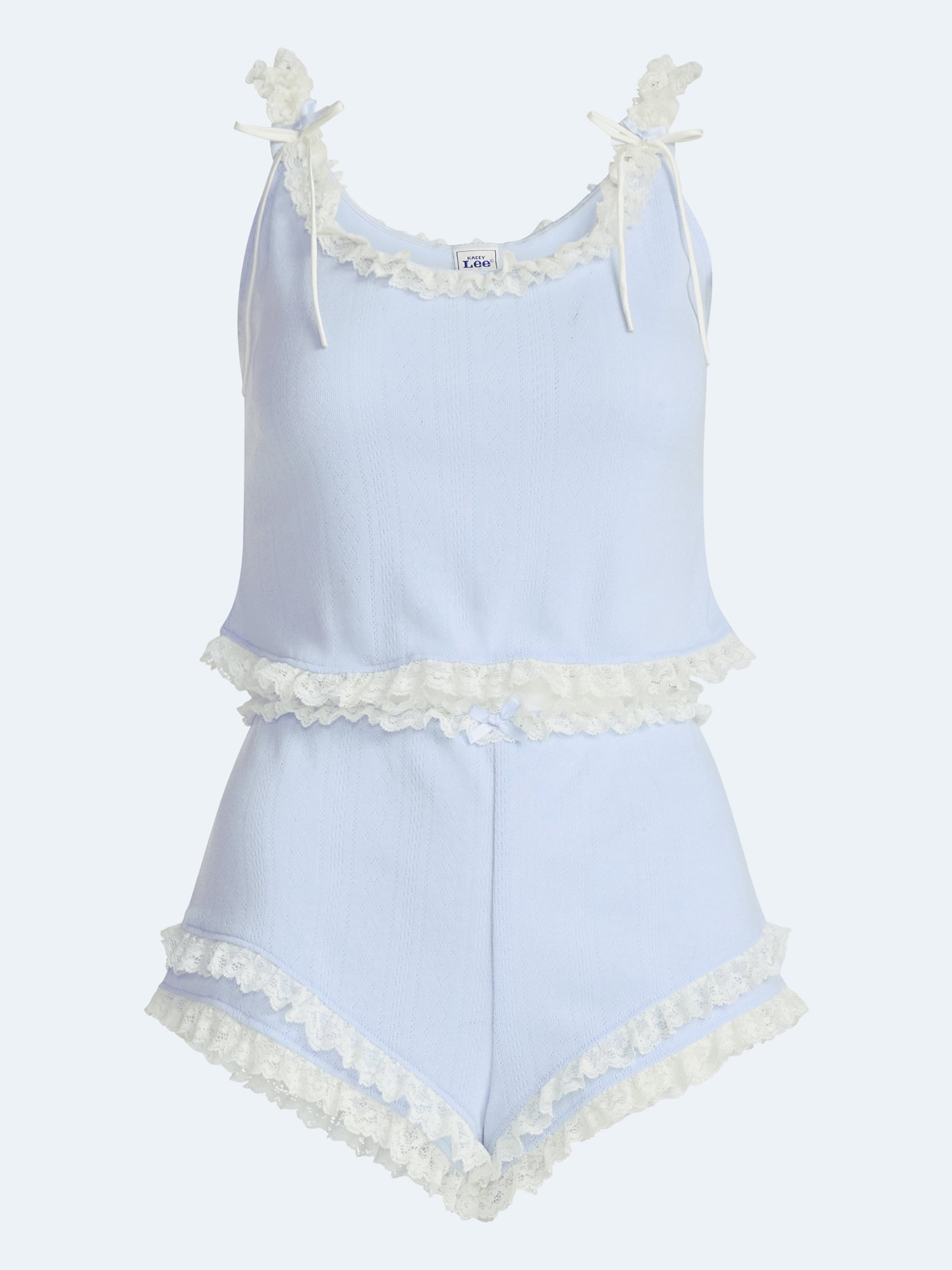Kacey Lee Women's Pointelle Ruffle Sleep Set, 2-Piece, Sizes XS-XXL