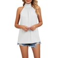 thumbnail image 4 of BadPiggies Women's Sleeveless Tie Halter Neck Summer Tops Loose Casual Tank Top Blouse Shirts (2XL, White), 4 of 5
