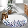 thumbnail image 4 of Round Area Rug 4 Ft, Blue Purple Leaves Washable Non-Slip Circle Carpet for Living Room/Bedroom, Summer Botanical Eucalyptus Leaves Low-Profile Crawling Mats Collection Rugs for Indoor, 4 of 7