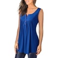 thumbnail image 5 of KVMeteor Womens Henley V-Neck Casual Blouse Pleated Button Tunic Shirt Top, 5 of 6