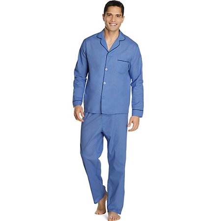 Hanes Hanes Men S Long Sleeve Long Pant Woven Pajama Set