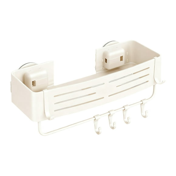 Étagère de Rangement pour Douche Fonctionnelle pour Coin de Salle de Bain avec Forte Aspiration et Crochets Portables, Construction en Métal Durable, Organisateur Amovible Sans Perçage