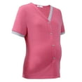 thumbnail image 3 of Maternity Nursing Tops Short Sleeve Button Down Breastfeeding T-Shirts V Neck Color Block Tee for Women, S-3XL, 3 of 5
