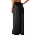 thumbnail image 4 of YIFUNIN Women's Loose Wide Leg Cotton Linen Pants with Drawstring, Pocketless Casual Trousers for Relaxed Fit, Breathable Natural Fabric,Black L, 4 of 6