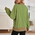 thumbnail image 4 of zbxnLI Women's Oversized Sweatshirts Striped Long Sleeve Crewneck Tops Casual Lightweight Pullover Athletic Shirts, 4 of 5