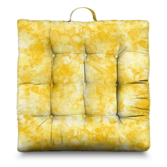 Watercolor Starry Night Floor Pillow for Adults - Extra Soft 24" Square Meditation Cushion - Supportive Tatami Mat Seat with Sunlight-Activated Fluff