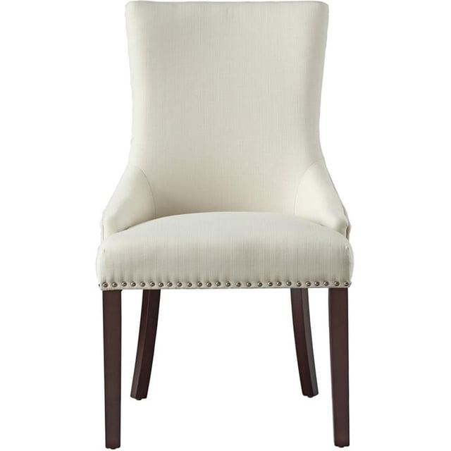 Posh Living Kinsley 19.5" Linen Fabric Dining Chair in Cream White (Set of 2)