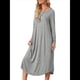 thumbnail image 2 of Pijama de Mujer con Cuello Redondo, Larga y Bolsillos Gris M, 2 of 9