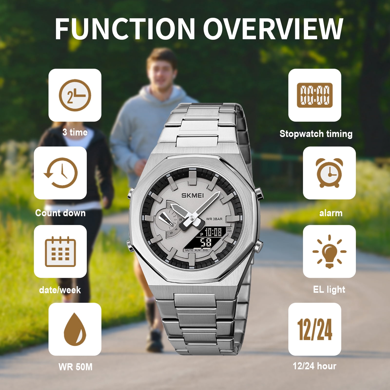 SKMEI Men's Digital Watch, Sports Waterproof Military Watches for Men LED Casual Stopwatch Alarm Tactical Men's Wrist Watches