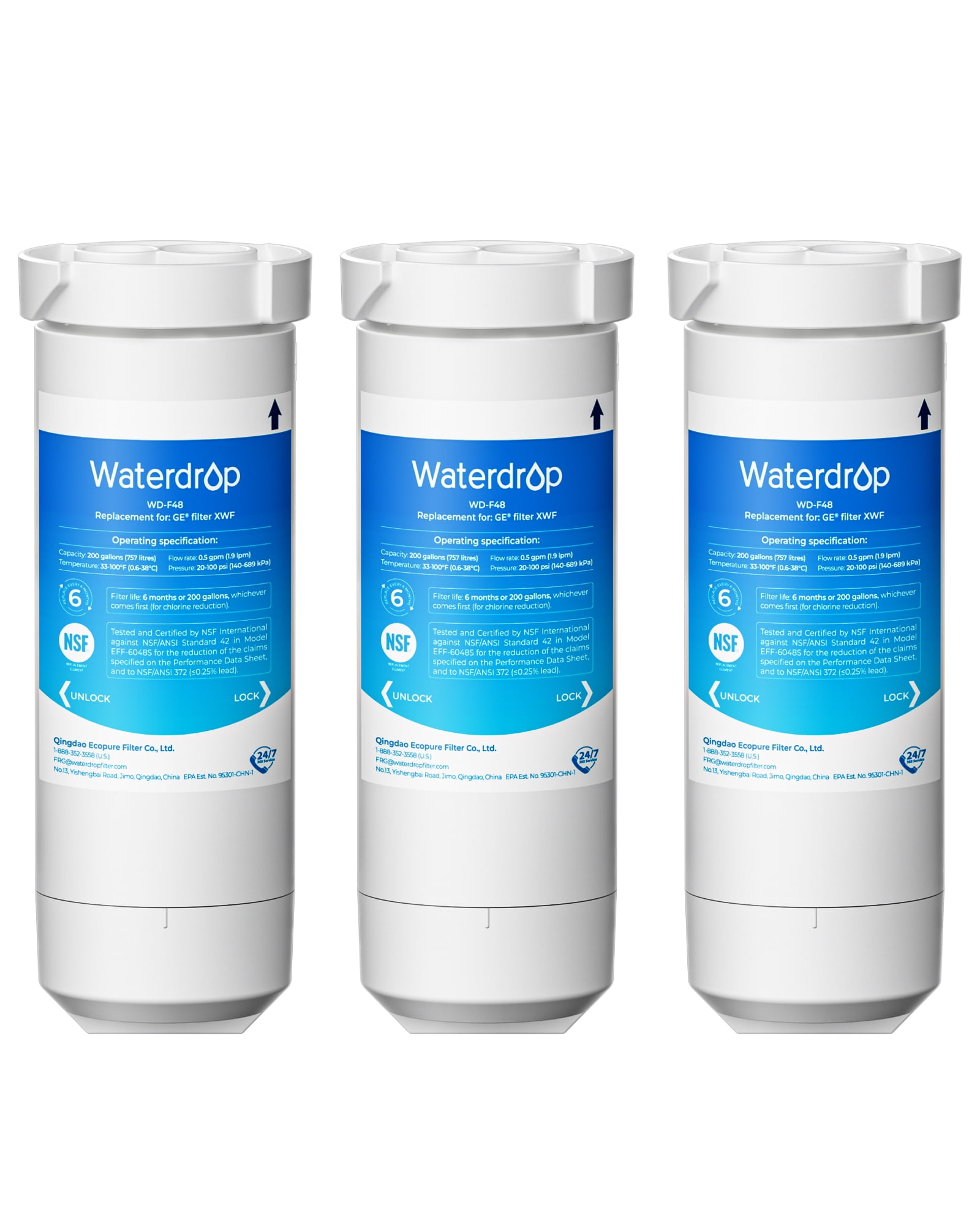 Waterdrop XWF Refrigerator Water Filter Replacement, NSF 42 & 372