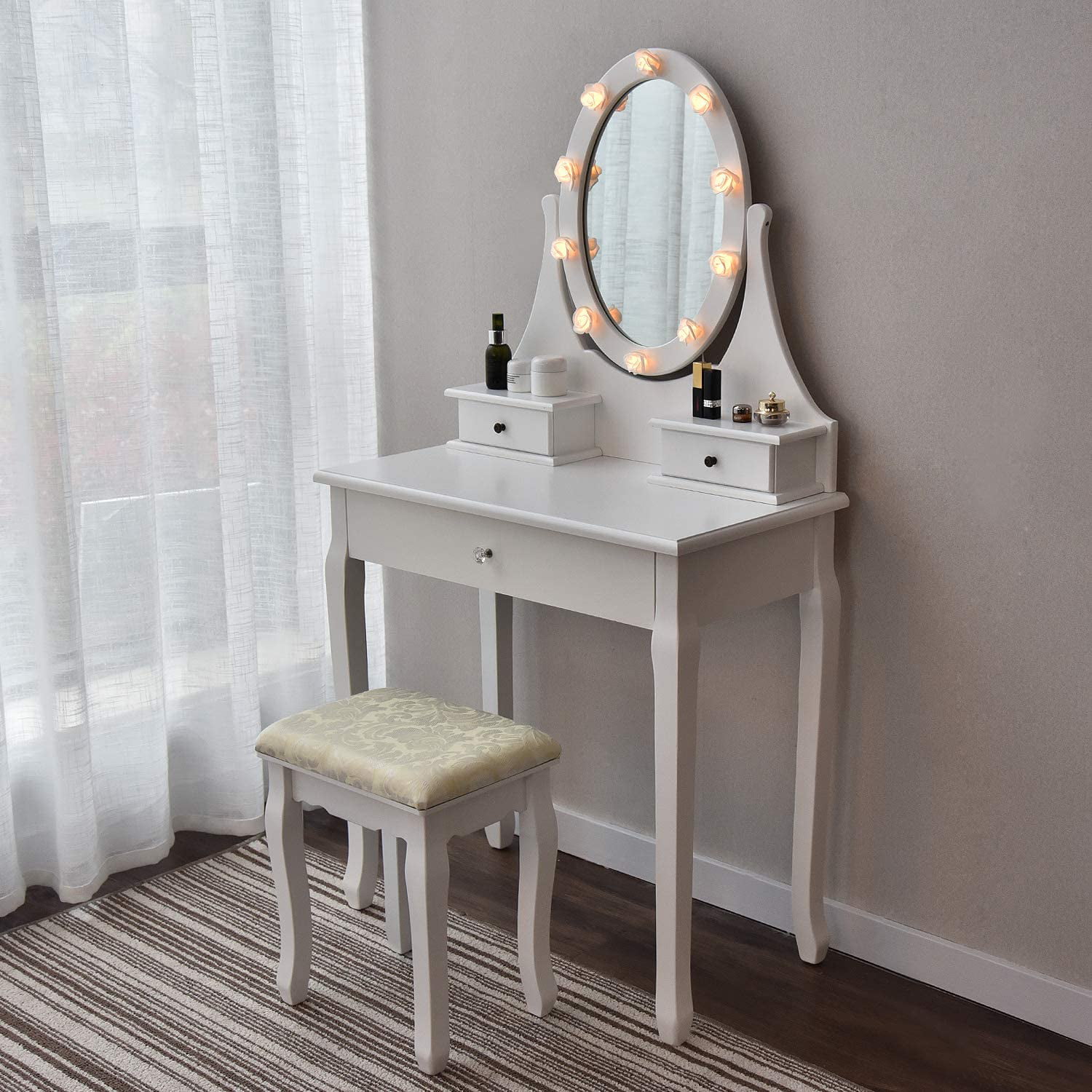 Elecwish Makeup Vanity Table Set Mirror, Makeup Vanity Tables With Mirror