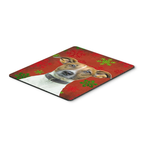 "Red Snowflakes Holiday Christmas  Jack Russell Terrier Mouse Pad Hot Pad or Trivet"