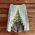 thumbnail image 3 of RXMEKW Chandail de Noël Imprimé pour Femmes, Col Rond Manches Longues Chandail Décontracté, Mélange Polyester Spandex, Vert Taille g, 3 of 4