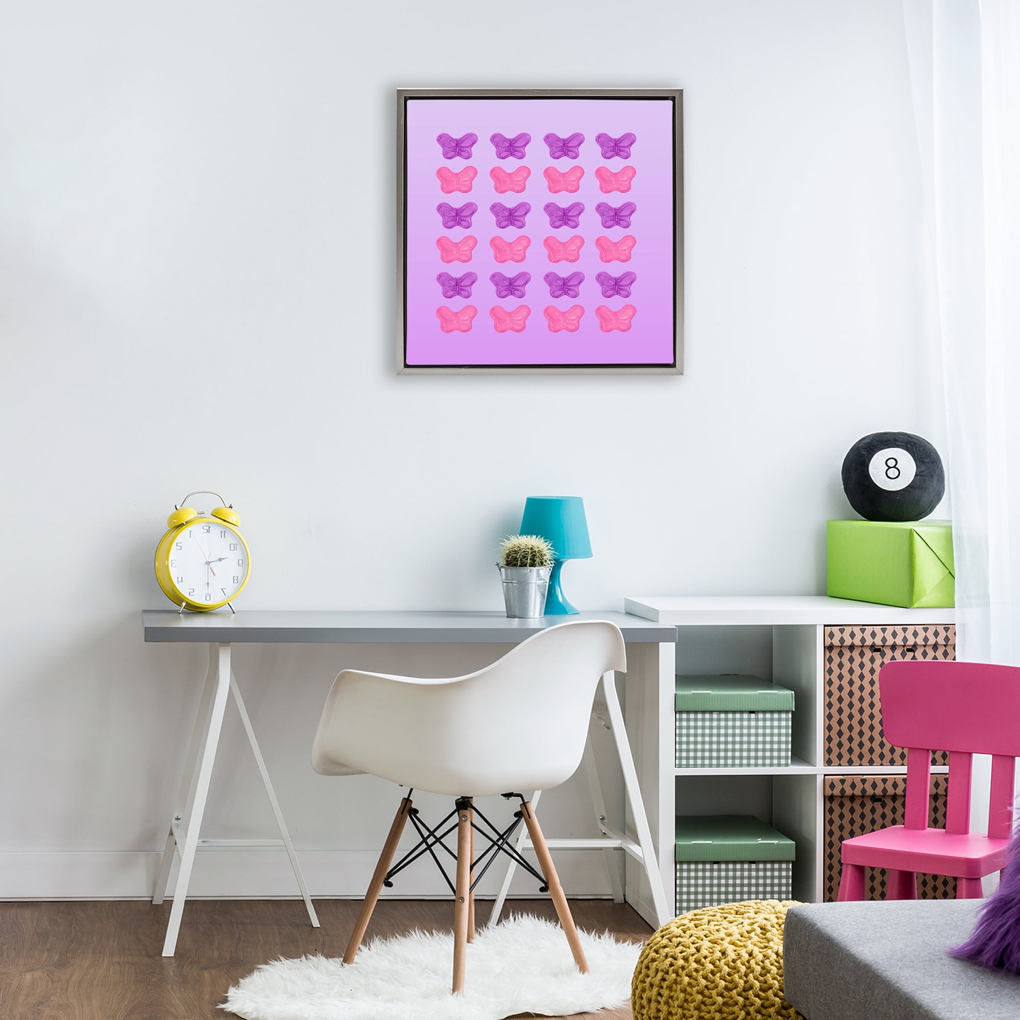 Stupell Industries Purple & Pink Butterfly Candies Gray Framed Floater Canvas Wall Art, design by LISH Creative
