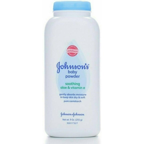Johnson's Baby Powder Pure Cornstarch w/ Soothing Aloe & Vit E, 9oz, 5-Pack