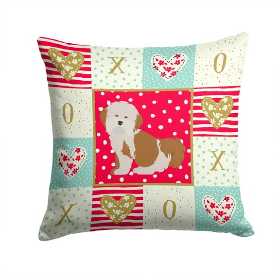 Havanese 2 Love Fabric Decorative Pillow Red