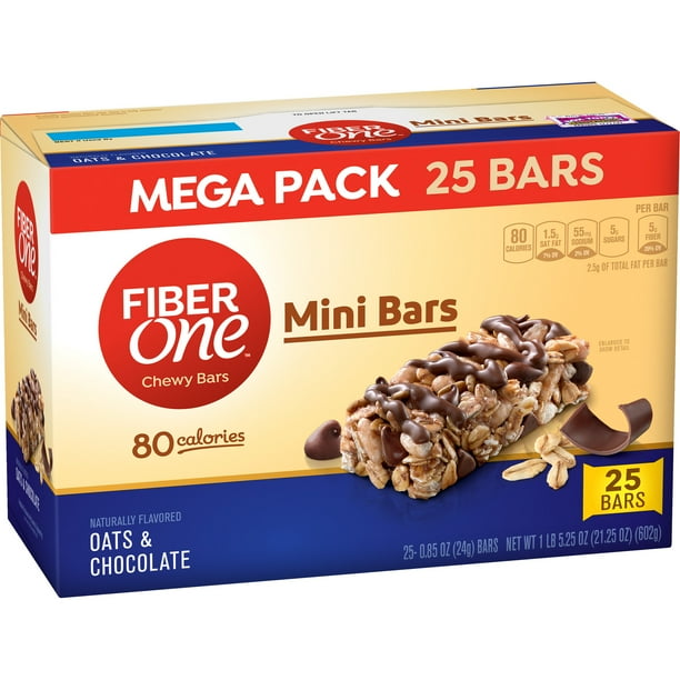 Fiber One Mini Bars Chewy Bars Oats and Chocolate, 21.25 oz Walmart