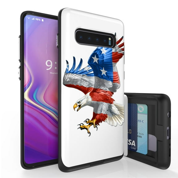 Galaxy S10  Case, Duo Shield Slim Wallet Case   Dual Layer Card Holder For Samsung Galaxy S10  [NOT S10 OR S10e] (Released 2019) American Eagle
