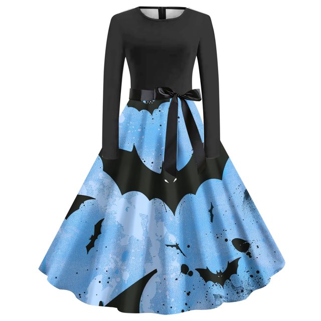 Dress for Women,Long Sleeve Dress for Women,Womens Fashion Casual Printing Long Sleeve Round-Neck Dress,Long Sleeve Dress,Casual Dress for Women