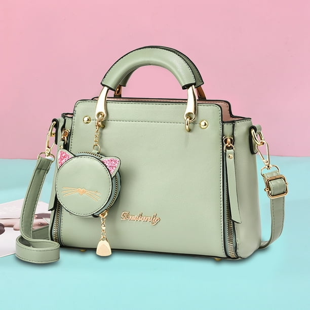 Bolsos Cruzados A La Cuero para Mujer Bolsos Bonitos Con Forma Gato Bolsos Con Monedero verde Walmart en linea