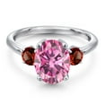 thumbnail image 3 of Gem Stone King 925 Sterling Silver Ring Oval Pink Moissanite and Garnet Red (3.56 Cttw, Size 8), 3 of 6
