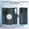 thumbnail image 2 of TECH CIRCLE 3-in-1 Phone Case for Galaxy S24 6.2" (2024), Magnetic Flip Wallet Case with Detachable Magnetic Back Cover and PU Leather Card Holder, Compatible with MagSafe Accessory, Blue, 2 of 7