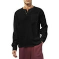 thumbnail image 1 of OUSITAID Chemise Homme Col en V Uni Manches Longues Ample, 1 of 6