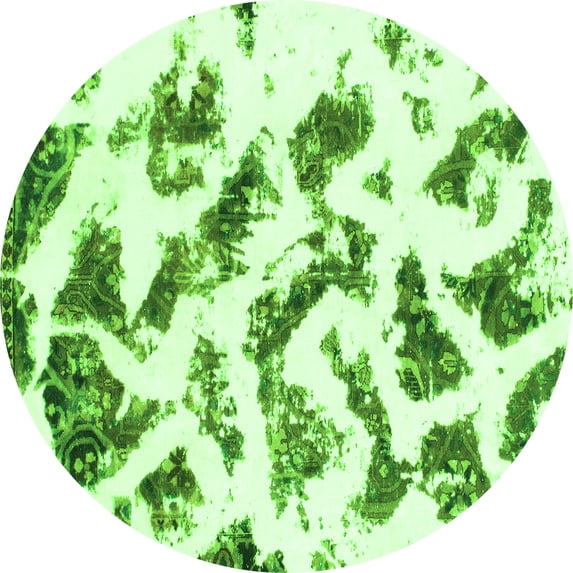 Ahgly Company Indoor Round Abstract Green Modern Area Rugs, 5' Round