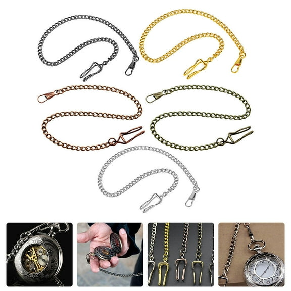 WRITWAA Metal Pocket Watch Chain Pocket Watch Decoration Alloy 5Pcs