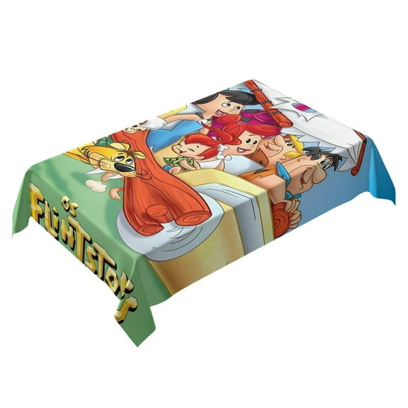 Flintstones-theme square tablecloth has an iconic print, fits most tables, and is easy to care for perfect gifts for fans friends and family，55" x 71"（140*180cm）