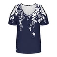 thumbnail image 3 of Tops de Algodón para las Mujeres Impresión de Manga Corta Cuello en V Fuera Del Hombro Blusa de Moda, Imitación de Algodón para el Hogar Diario, 3 of 7