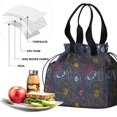 thumbnail image 4 of Pioneer Flower Floral Print Pattern Drawstring Lunch Bag Women - Drawstring Lunch Bag Insulated for Work Office - Stain-Resistant Large Lunchbags for Women with Multi-Pockets, 4 of 6