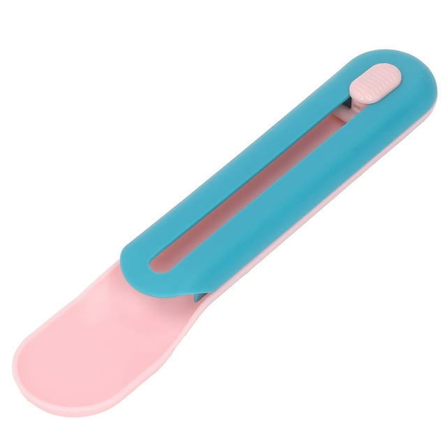 Cat Snack Spoon, Safe Convenient Exquisite Cat Treat Squeeze Spoon For Feeding Blue Spoon With Pink Handle