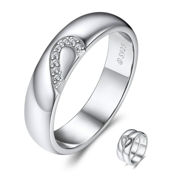 MomentWish Promise Ring, White Moissanite Wedding Band for Her, Matching Rings for Couple,925 Sterling Silver Eternity Ring-Size7