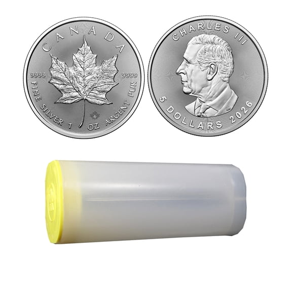 2026 1 oz Canadian Silver Maple Leaf Coin BU - Tube of 25