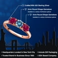 thumbnail image 2 of Gem Stone King 18K Rose Gold Plated Silver Persian Blue Moissanite and Red Created Ruby Engagement Ring for Women | 1.70 Cttw | Round 5MM | Gemstone Birthstone | Size 6, 2 of 6