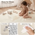 thumbnail image 4 of Baby Play Mat, Caveen Vegan Leather Baby Floor Mat Playpen Mat, Thicken Soft Crawling Mat for Infant, Wipe-Clean, 50"x 50", Beige, 4 of 7