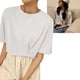 thumbnail image 5 of Camiseta de manga corta de moda para mujer, cómoda y transpirable, con estampado de letras, camiseta femenina blanca L, 5 of 12