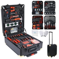 Witaxima 969-Piece Home Repair Tool Set Kit for Men, Rolling Toolbox Storage Case with 4 Drawers, General Household Tool Kit for Maintenance, Garden, Handyman - Black