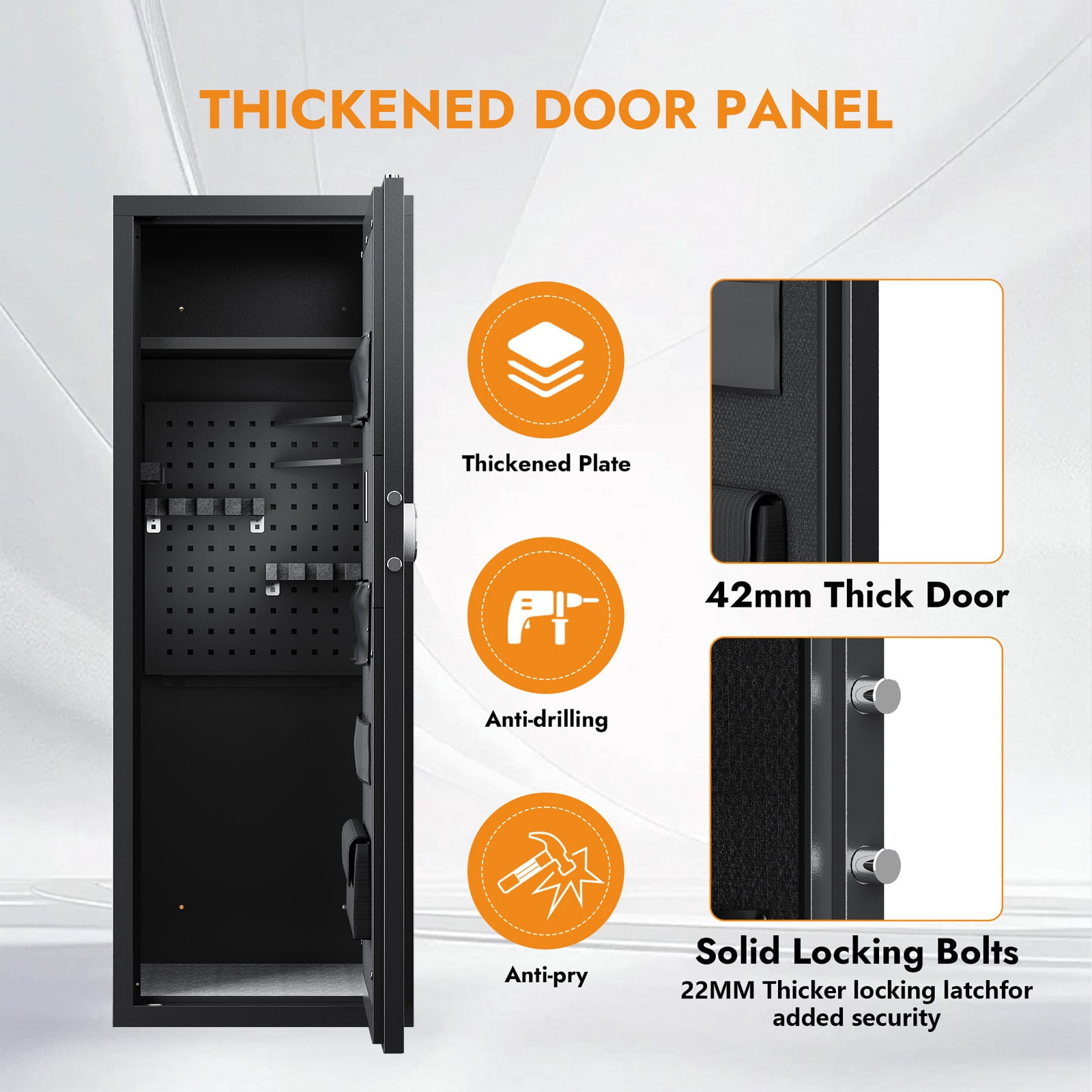 Sapital 10-12 Biometric Gun Safe for Rifles and Pistols, Large Rifle Cabinet with Adjustable Gun Rack and Partition