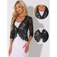 thumbnail image 2 of DARING DIVA Floral Lace Shrugs 3/4 Sleeves Elegant Bolero Cardigan M Black, 2 of 6